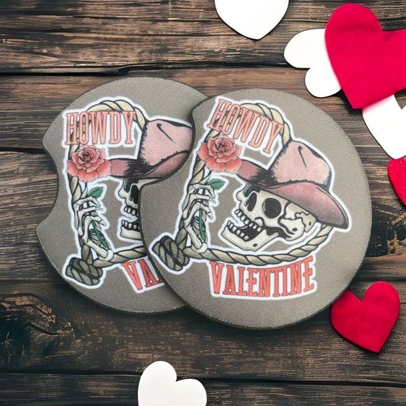 Howdy Valentine Car Coaster Set | Car Accessories | Valentine’s Day - Picture 1 of 12